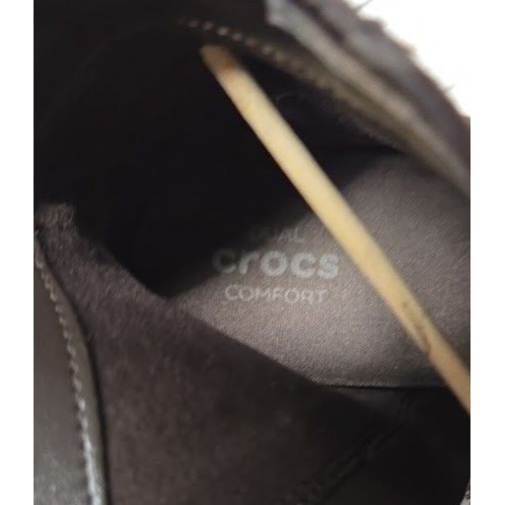 Crocs Leigh Synthetic Suede Wedge Booties Womens Size 9 Brown Ankle Boots 203418 - Picture 5 of 9